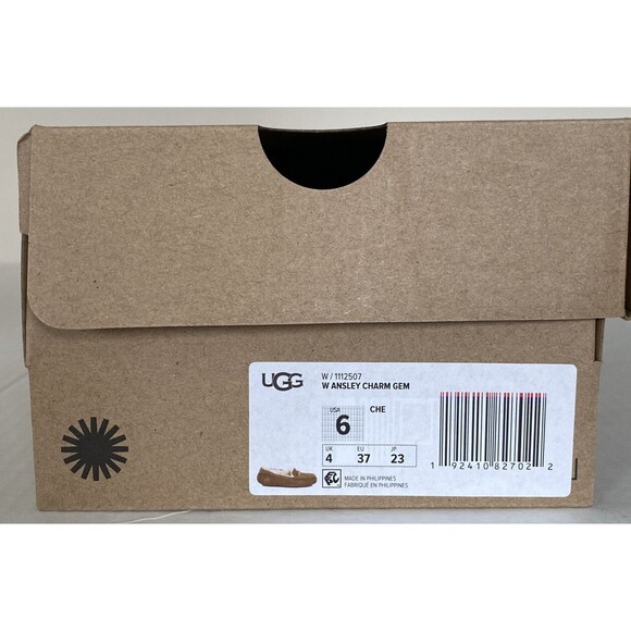 New UGG Ansley Charm Gem Women Fashion Moccasin Slippers Size 6 Chestnut - Picture 9 of 9